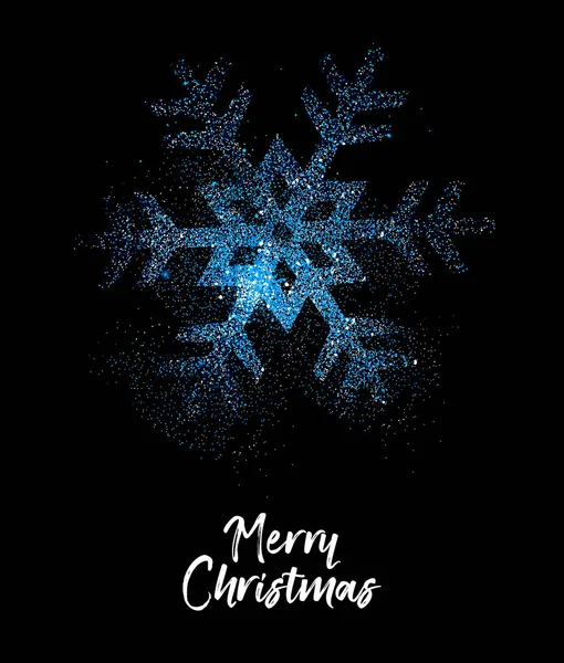 Feliz Navidad Lujo Azul Nieve Diseño Tarjeta Felicitación Copo Nieve — Vector de stock