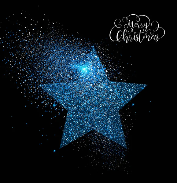 Neşeli Noel Lüks Tebrik Kartı Tasarımı Glitter Toz Siyah Zemin — Stok Vektör