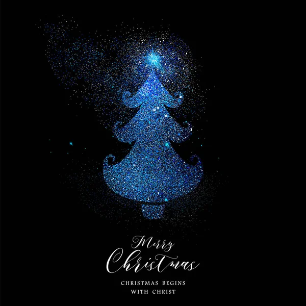 Feliz Navidad Azul Vacaciones Diseño Tarjetas Felicitación Lujo Pino Navidad — Vector de stock