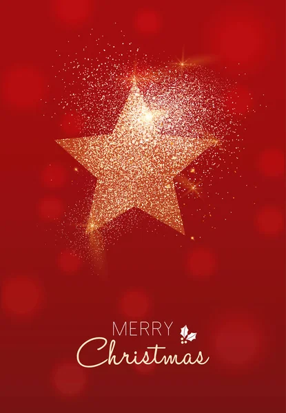 Buon Natale Lusso Biglietto Auguri Illustrazione Stella Oro Oro Glitter — Vettoriale Stock