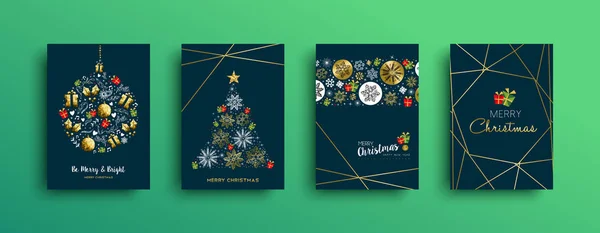 Feliz Natal Cartão Conjunto Saudação Com Citação Texto Ano Novo — Vetor de Stock