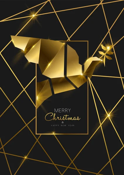Frohe Weihnachten Und Ein Glückliches Neues Jahr Luxus Goldene Grußkarte — Stockvektor