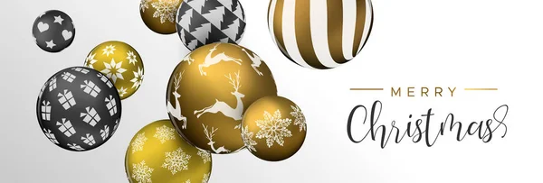 Feliz Navidad Banner Web Oro Adornos Adornos Adornos Adornos Navidad — Archivo Imágenes Vectoriales