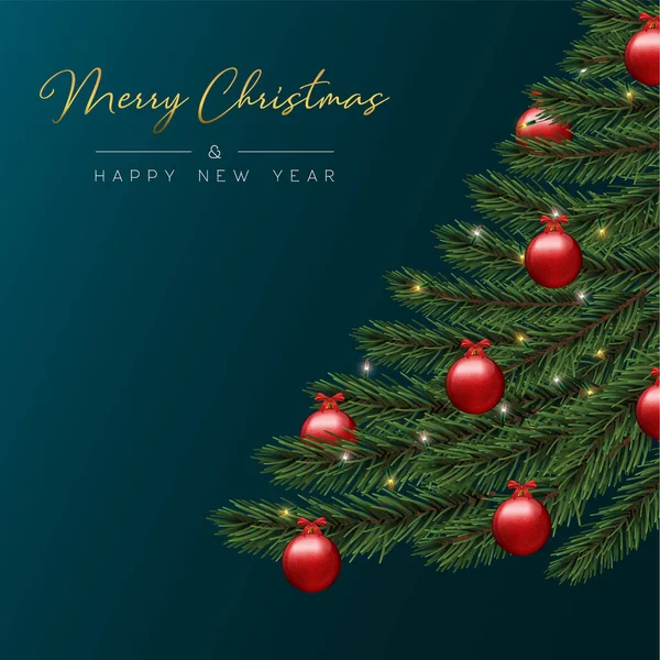 Feliz Natal Feliz Ano Novo Cartão Felicitações Luxo Ornamentos Realistas —  Vetores de Stock