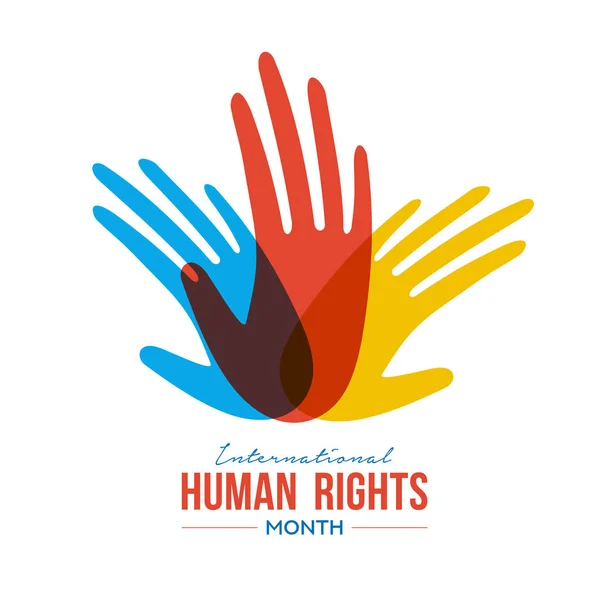 Ilustracja Miesiąca Międzynarodowych Praw Człowieka Globalne Równości Pokoju Kolorowe Ludzie — Wektor stockowy