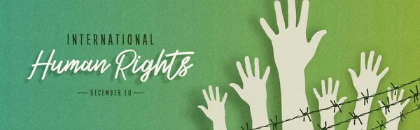 国际人权宣传日说明了全球平等与和平与人民的双手 社会自由的概念 社交媒体横幅背景 — 图库矢量图片
