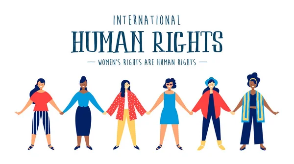 国际人权月说明全球平等与和平与不同妇女群体的关系 — 图库矢量图片