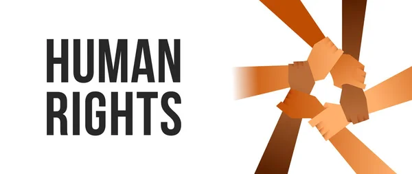 人权全球平等意识图解 多样性人民手和武器联合自由的概念 — 图库矢量图片