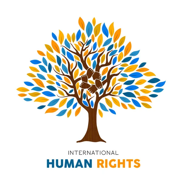 Ілюстрація Обізнаності Міжнародного Права Людини Глобального Рівність Свобода Дерева Виготовлені — стоковий вектор