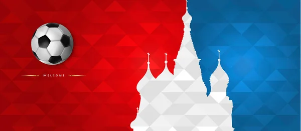 Ryssland Fotboll Händelse Illustration Banner Webbdesign Turism Landmärke Med Ryska — Stock vektor