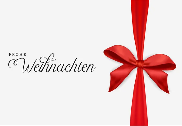 Red Christmas Gift Ribbon Greeting Card Illustration German Language Holiday — Stock Vector