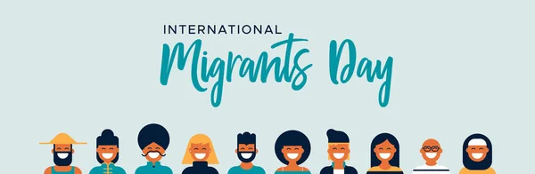 Міжнародний День Мігранта Глобального Міграції Концепція Ілюстрації Різноманітним Друга Група — стоковий вектор