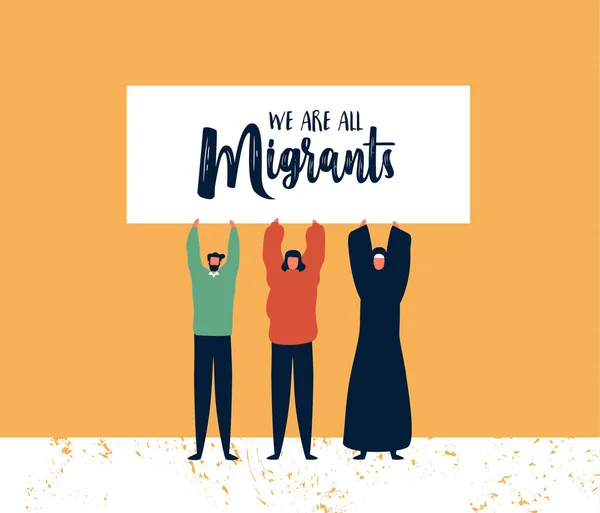 Ilustración Antecedentes Del Día Internacional Del Migrante Diversos Grupos Personas — Vector de stock