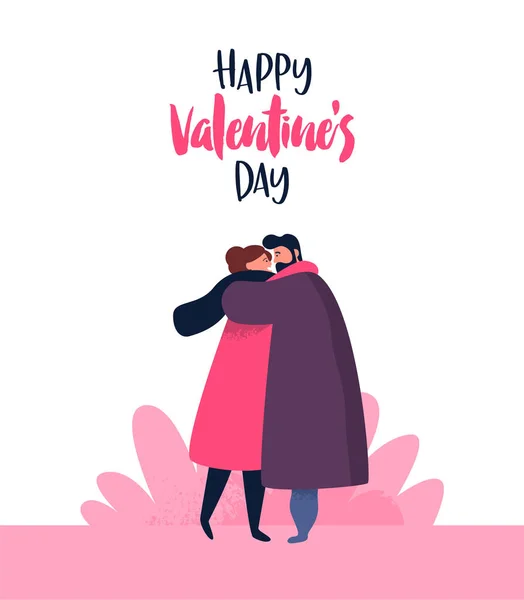 Glückliche Valentinstag Charakter Cartoon Illustration Junges Paar Das Sich Für — Stockvektor