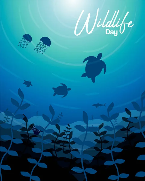 Vadon Élő Állatok Napi Ábra Óceán Víz Állatok Halak Korallzátony — Stock Vector