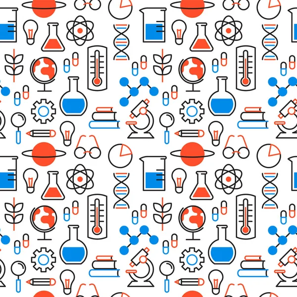 Science Fond Modèle Sans Faille Avec Des Icônes Contour Pour — Image vectorielle