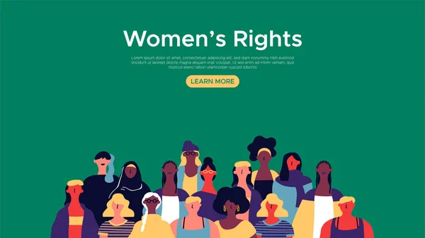 妇女权利登陆网页模板 不同的女性群体插图的互联网网站背景 女性社区支持概念 — 图库矢量图片