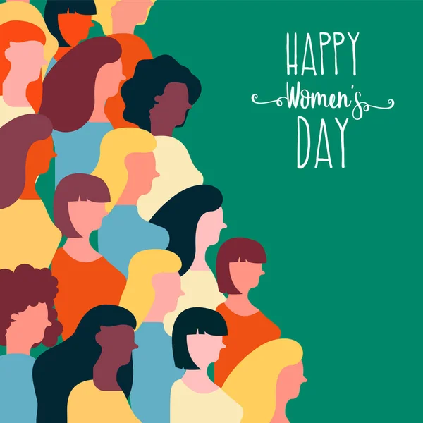 Happy Womens Day Illustrazione Parità Dei Diritti Delle Donne Gruppo — Vettoriale Stock