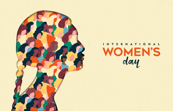 Gelukkig Womens Day Illustratie Inheemse Indiaanse Papier Knippen Meisje Silhouet — Stockvector