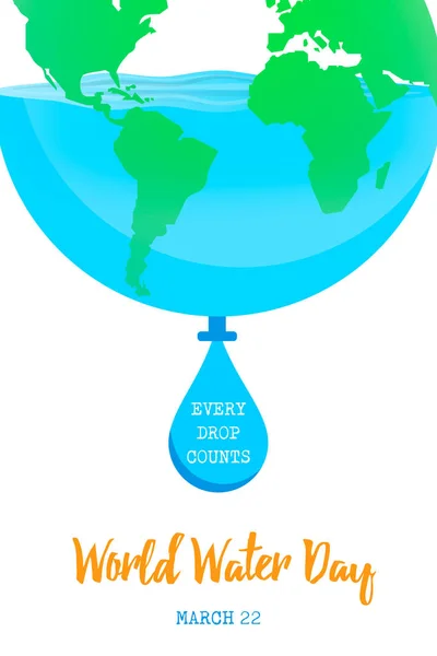 Weltwassertag Erde-Konzept für Umweltschutz — Stockvektor
