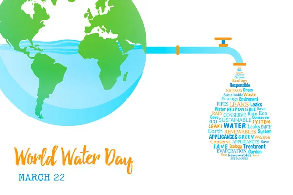 Światowy dzień wody ziemi ze waterdrop — Wektor stockowy