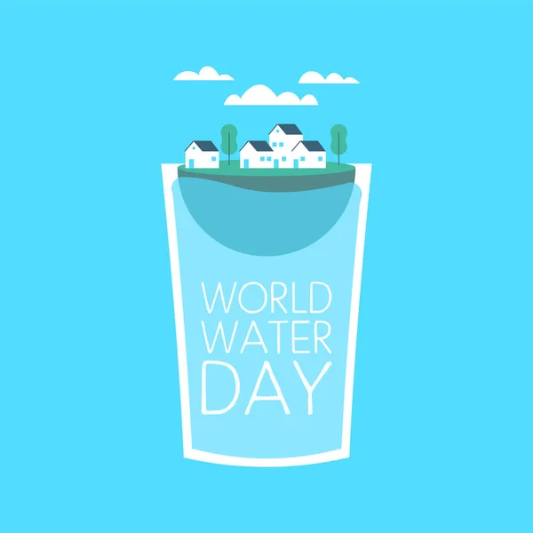 Świat wody dzień napój szkło koncepcji dla świadomości — Wektor stockowy