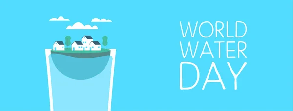 Día Mundial del Agua beber banner de cristal para la conciencia — Archivo Imágenes Vectoriales