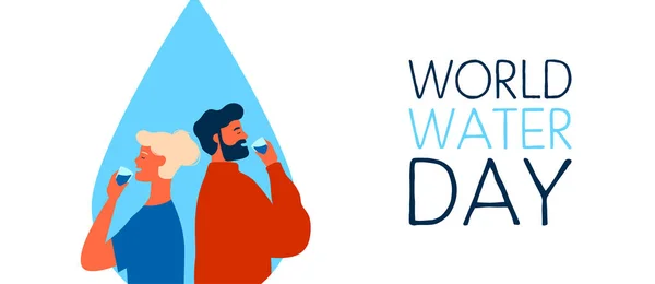 Banner del Día Mundial del Agua para agua potable segura — Archivo Imágenes Vectoriales