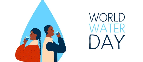 Banner del Día Mundial del Agua para agua potable segura — Archivo Imágenes Vectoriales