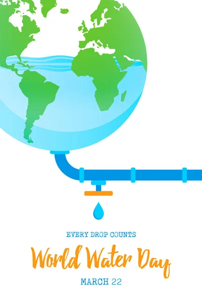 World Water Day Earth concept for environment care — стоковый вектор