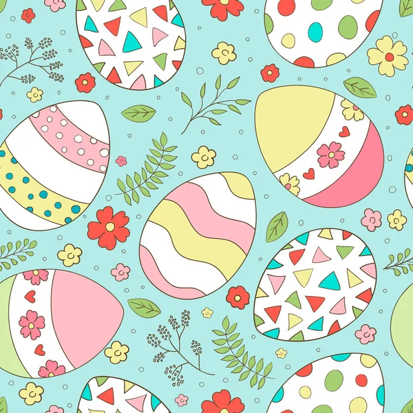 Easter seamless pattern with spring flowers — Stock Vector