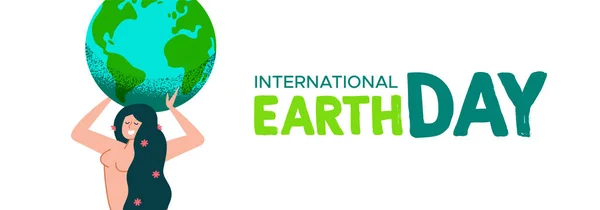 Earth Day mother nature banner with green planet