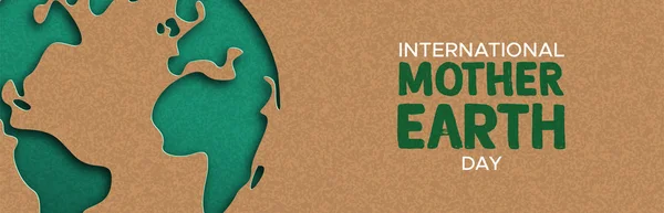 Dünya Günü Dünya Haritası Web afiş kağıt kesme — Stok Vektör