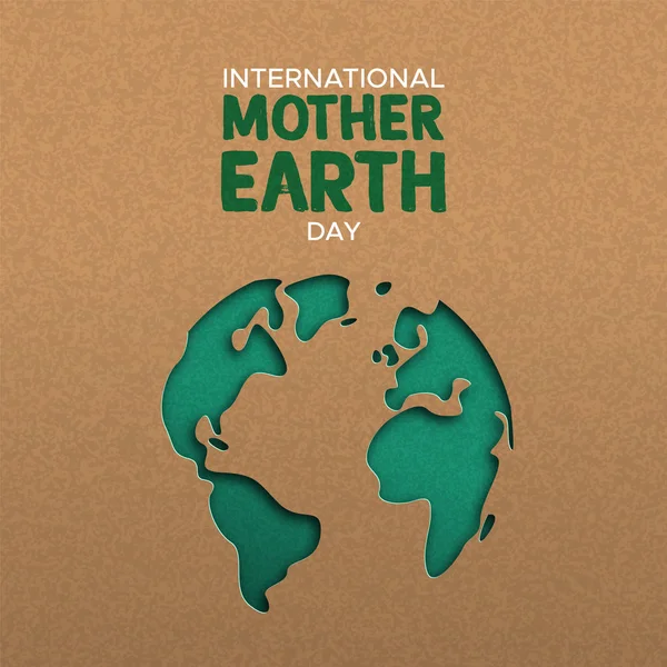 Día de la Tierra ilustración de papel cortado mapa del mundo — Vector de stock