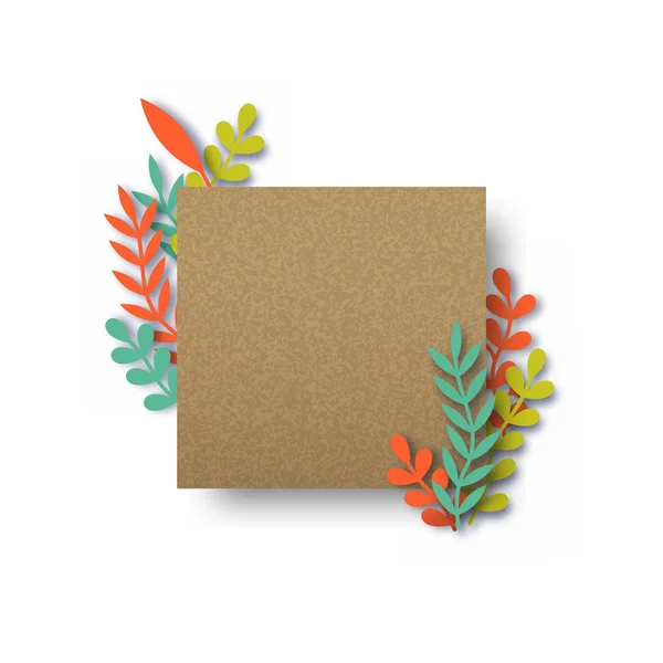 Lege kringlooppapier kaartsjabloon met bladeren — Stockvector
