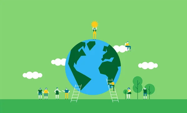 Earth Day illustration av folk beröm — Stock vektor