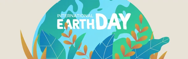 Знамя Дня Земли зеленой планеты с листьями — стоковый вектор
