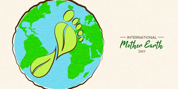 Mother Earth Day card of green carbon footprint