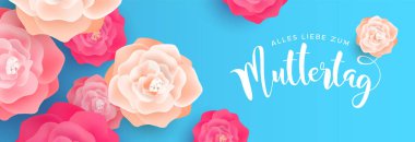 Mutlu Anneler Günü Almanca çiçek afiş