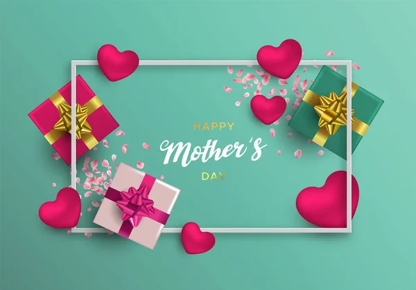 Muttertagskarte mit pinkfarbener Dekoration als Geschenk für Mama — Stockvektor
