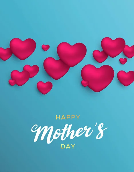 Anne sevgisi için pembe kalplerianneler günü kartı — Stok Vektör