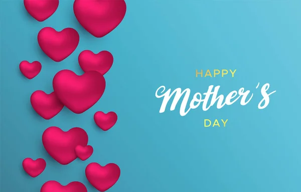 Szczęśliwy dzień matki karta miłości różowe serca — Wektor stockowy