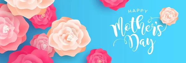 Glücklicher Muttertag Web-Banner mit Rosenblüten — Stockvektor