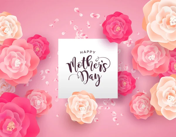 Feliz tarjeta del Día de las Madres de flores rosadas de primavera — Vector de stock