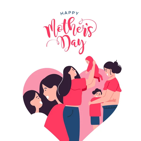 Happy Mothers Day card of mom with children