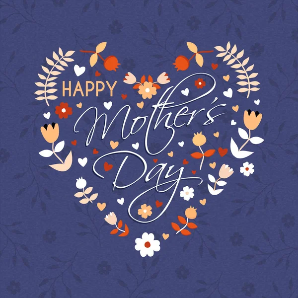 Mutlu anneler günü çiçek kartı anneler aşk için — Stok Vektör