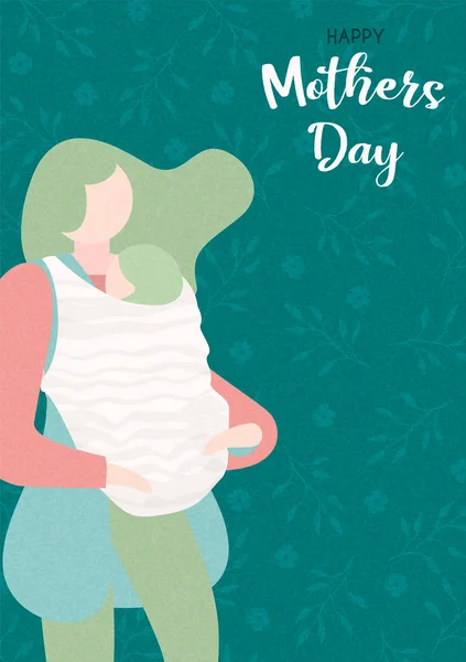 Happy Mothers Day kaart van vrouw met baby — Stockvector