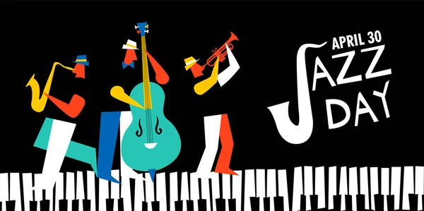 Cartel del Día Internacional del Jazz de la banda de música en vivo — Vector de stock