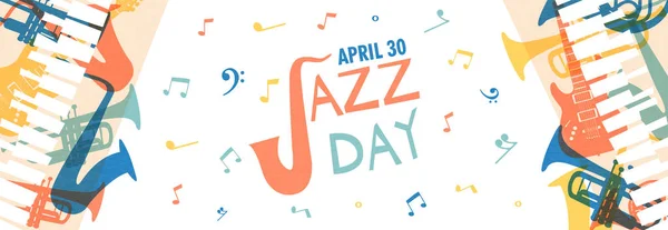 Jazz Day striscione di strumenti musicali — Vettoriale Stock