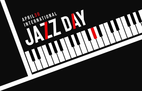 Jazz Day poster di pianoforte nero chiave di sfondo — Vettoriale Stock